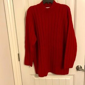 Jones, New York sport women’s Med wool blend long sleeve‎ red mini dress cable